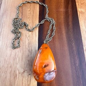 NATURAL OLD ANTIQUE YELLOW BUTTERSCOTCH BALTIC AMBER PENDANT